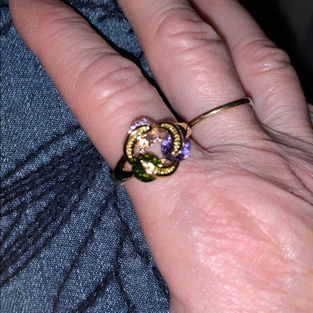 New Women’s Ring with 3 gemstones sizes 6,7 & 8